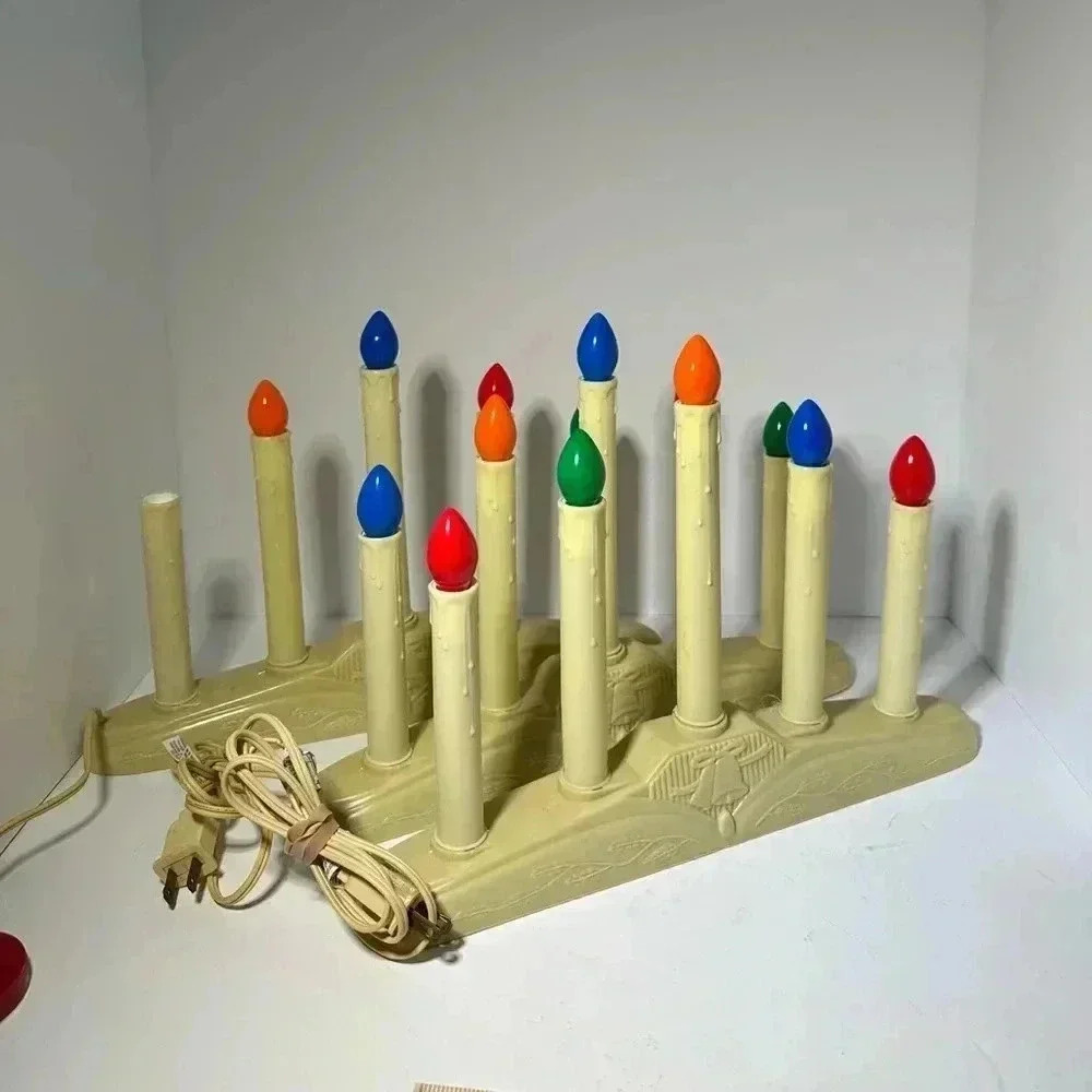 Vintage 60s/70s Christmas 5 Bulb Electric Candle Drip Lights Stick bell design
